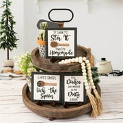 npkgvia Decor,Farmhouse Decor for Tiered Tray Rustic Wooden Sign Farmhouse Table Centerpieces with Artificial String Light Plastic Stand for Kitchen Table Decor Housewar,Home Decor,Clearance Item